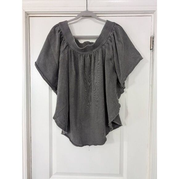 Free People Kiss Me Sweatshirt women's small gray‎ off shoulder festival - Picture 3 of 10